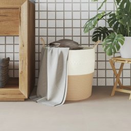 vidaXL Opbergmand Ø 43x38 cm katoen beige en wit