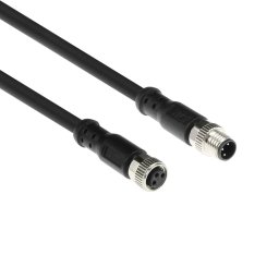 ACT SC3002 Industriële Sensorkabel | M8A 3-Polig Male naar M8A 3-Polig Female | TPE Ultraflex Xtreme kabel | Afgeschermd | IP67 | Zwart | 3 meter