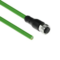 ACT SC3807 Industriële Sensor kabel | M12A 8-Polig Female naar Open End | Ultraflex TPE kabel | Afgeschermd | IP67 | Groen | 1,5 meter