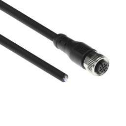 ACT SC3507 Industriële Sensorkabel | M12A 5-Polig Female naar Open End | Superflex Xtreme TPE kabel | Afgeschermd | IP67 | Zwart | 1,5 meter
