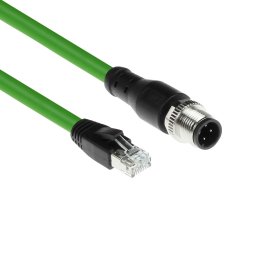 ACT SC4407 Industriële Sensorkabel | M12D 4-Polig Male naar RJ45 Male | Superflex Xtreme TPE kabel | Afgeschermd | IP67 | Groen | 3 meter