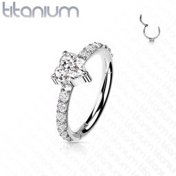 Piercing titanium hart met CZ steentjes 1.2x8 - zilver