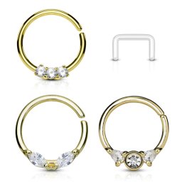 Piercing voordeelset 4 pack buigbare hoop ring 1.2x10 - goud