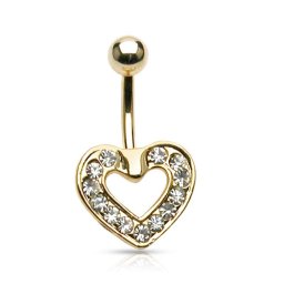 Navelpiercing hart met steentjes - goud