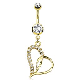 Navelpiercing mooi open hart - goud