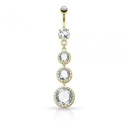 Navelpiercing grote CZ drops down - goud