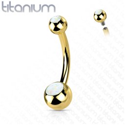 Piercing titanium gold plated opal