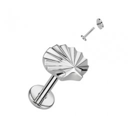 Piercing titanium gegraveerde schelp top 1.2x8 - zilver