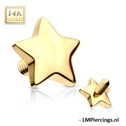 Dermal top ster 14kt goud 1.6mm
