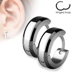 Oorbellen Beveled hoop ring 0.8x8 - zilver zwart