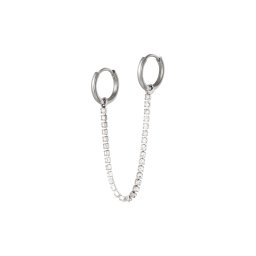Dubbele oorring glamour 0.8x8 - zilver