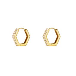 Oorring 5 kant gemmed 0.8x10 - goud