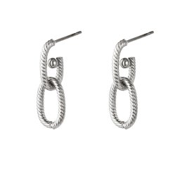 Oorbel dubbele hanger - zilver