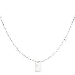 Ketting vierkante hanger hart - zilver