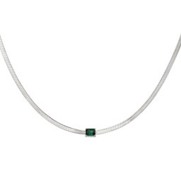Korte ketting met vierkante bedel - zilverkleur