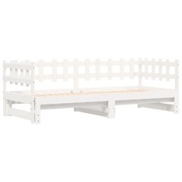 vidaXL Slaapbank uitschuifbaar massief grenenhout wit 2x(90x190) cm