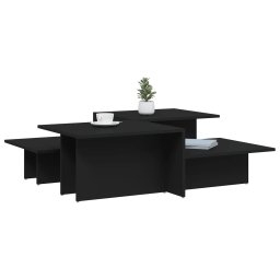 vidaXL Salontafels 2 st bewerkt hout zwart