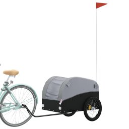 vidaXL Fietstrailer 45 kg ijzer zwart en grijs