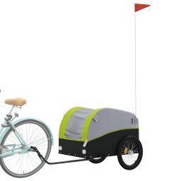 vidaXL Fietstrailer 45 kg ijzer zwart en groen