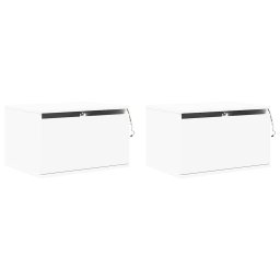 vidaXL Nachtkastjes met LED's 2 st wandgemonteerd wit