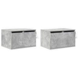 vidaXL Nachtkastjes met LED's 2 st wandgemonteerd betongrijs