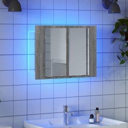 vidaXL Spiegelkast LED 60x12x45 cm bewerkt hout grijs sonoma eiken