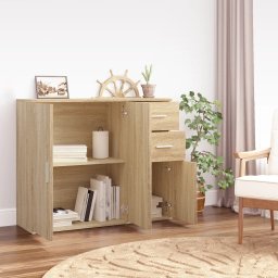 vidaXL Dressoir Sonoma Eiken 91x29,5x75 cm Bewerkt Hout