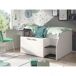 Samengesteld bed MULTANA 90x200 cm wit/grafiet