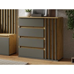 Commode DANIEL 4 lades artisan eik/grafiet