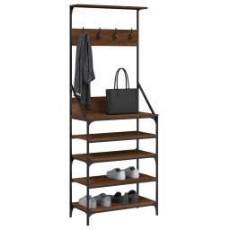 vidaXL Kledingrek met schoenenrek 70x34x184 cm bruin eikenkleur