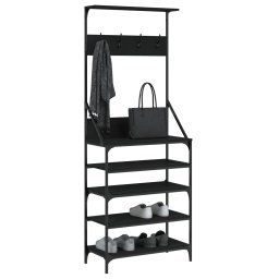 vidaXL Kledingrek met schoenenrek 70x34x184 cm zwart