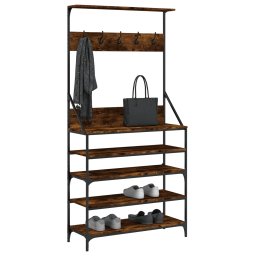 vidaXL Kledingrek met schoenenrek 90x34x184 cm gerookt eikenkleurig