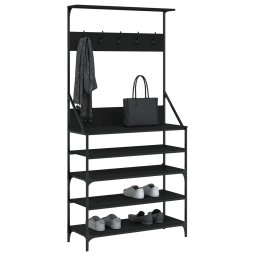vidaXL Kledingrek met schoenenrek 90x34x184 cm zwart