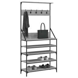 vidaXL Kledingrek met schoenenrek 90x34x184 cm grijs sonoma eikenkleur