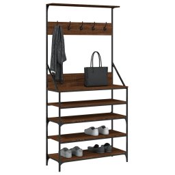 vidaXL Kledingrek met schoenenrek 90x34x184 cm bruin eikenkleur