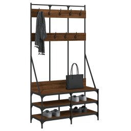vidaXL Kledingrek met schoenenrek 100x40x184 cm bruin eikenkleur