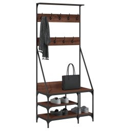 vidaXL Kledingrek met schoenenrek 80x40x184 cm bruin eikenkleur