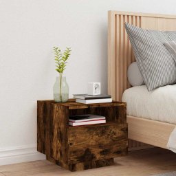 vidaXL Nachtkastje met LED-verlichting 40x39x37 cm gerookt eikenkleur