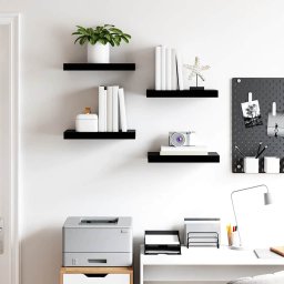 vidaXL Wandschappen zwevend 4 st 40x23,5x3,8 cm MDF hoogglans zwart
