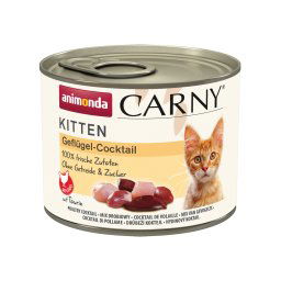 12 x 200 g Gevogelte-cocktail Kitten animonda Carny Kattenvoer
