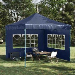 vidaXL Tentwanden met raam PE blauw 2 st
