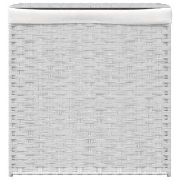 vidaXL Wasmand met 2 vakken 53x35x57 cm poly rattan wit