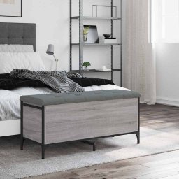 vidaXL Opbergbankje 102x42x45 cm bewerkt hout grijs sonoma eikenkleur