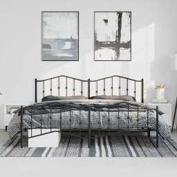 vidaXL Bedframe met hoofd- en voeteneinde metaal zwart 193x203 cm