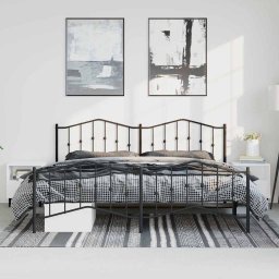 vidaXL Bedframe met hoofd- en voeteneinde metaal zwart 183x213 cm