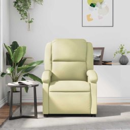 vidaXL Massagestoel echt leer crèmekleurig