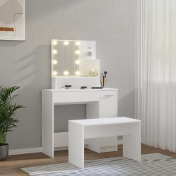 vidaXL Kaptafelset met LED's bewerkt hout wit