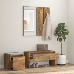 vidaXL Garderobe set bewerkt hout gerookt eikenkleurig