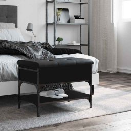 vidaXL Schoenenbank 62x42x45 cm bewerkt hout zwart