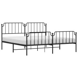 vidaXL Bedframe met hoofd- en voeteneinde metaal zwart 193x203 cm